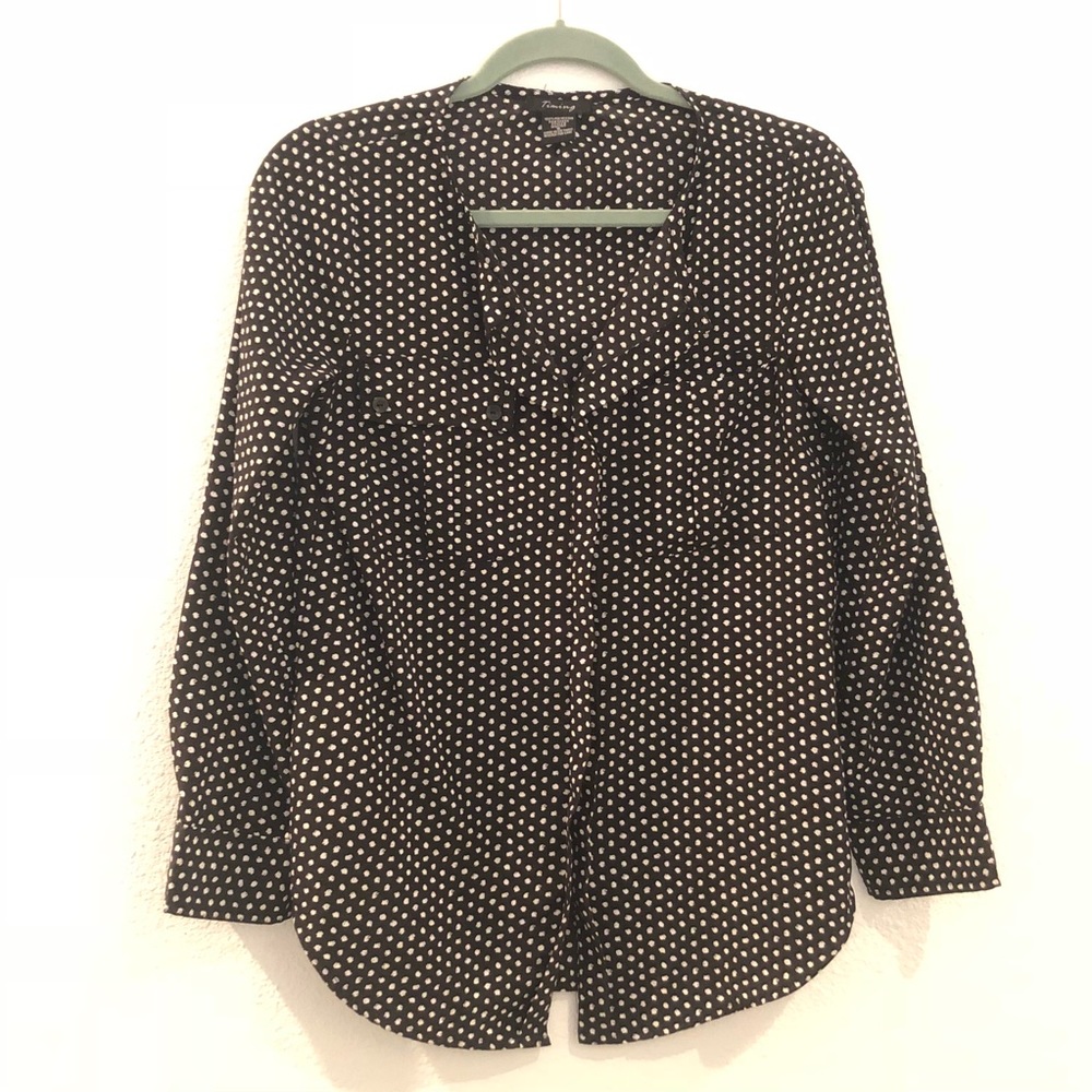 Black and White Polka Dot Long Sleeve Blouse